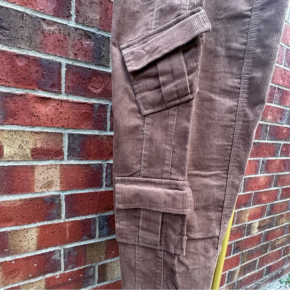 Angel Kiss Cargo Corduroy Pants Brown Streetware Barrel Leg BOHO
